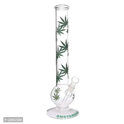 Metier Bongs 18 Inch Glass Leaf Print Smoking Pipe Hookah Bong and Shooter (45 cm, Clear).-thumb4