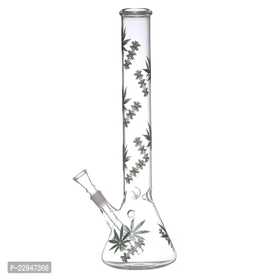 Metier Bongs 18 Inch Glass Leaf Print Smoking Hookah Bong Pipe with Shooter (45 cm, Clear)