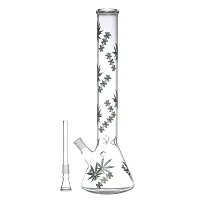 Metier Bongs 18 Inch Glass Leaf Print Smoking Hookah Bong Pipe with Shooter (45 cm, Clear)-thumb3