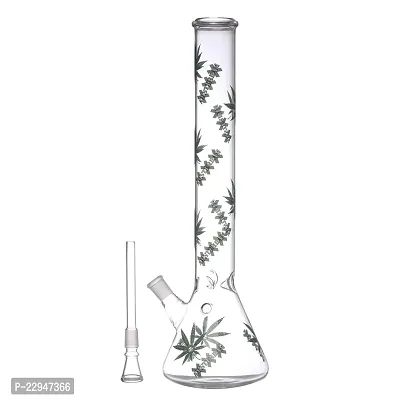 Metier Bongs 18 Inch Glass Leaf Print Smoking Hookah Bong Pipe with Shooter (45 cm, Clear)-thumb4