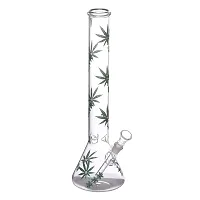 Metier Bongs 18 Inch Glass Leaf Print Smoking Hookah Bong Pipe with Shooter (45 cm, Clear)-thumb2