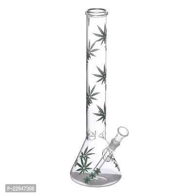 Metier Bongs 18 Inch Glass Leaf Print Smoking Hookah Bong Pipe with Shooter (45 cm, Clear)-thumb3