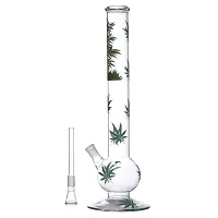 Metier Bongs 18 Inch Glass Leaf Smoking Bong Hookah Pipe with Chillum (45 cm, Clear)-thumb1