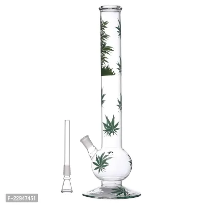 Metier Bongs 18 Inch Glass Leaf Smoking Bong Hookah Pipe with Chillum (45 cm, Clear)-thumb2