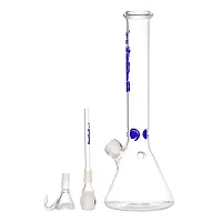 Metier Bongs Presents 12 Inch Tall Clear Oval Bulb Glass Water Pipe Hookah Ice Bong With Boost Print (32 cm, Blue)-thumb1