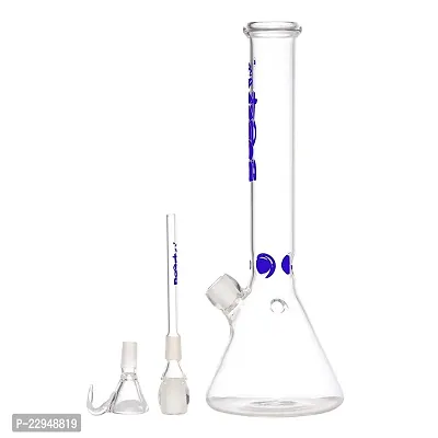 Metier Bongs Presents 12 Inch Tall Clear Oval Bulb Glass Water Pipe Hookah Ice Bong With Boost Print (32 cm, Blue)-thumb2