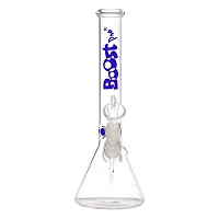 Metier Bongs Presents 12 Inch Tall Clear Oval Bulb Glass Water Pipe Hookah Ice Bong With Boost Print (32 cm, Blue)-thumb2