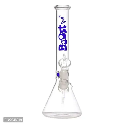 Metier Bongs Presents 12 Inch Tall Clear Oval Bulb Glass Water Pipe Hookah Ice Bong With Boost Print (32 cm, Blue)-thumb3