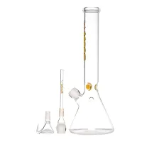 Metier Bongs Presents 12 Inch Tall Clear Oval Bulb Glass Water Pipe Hookah Ice Bong With Boost Print (32 cm, Yellow)-thumb1