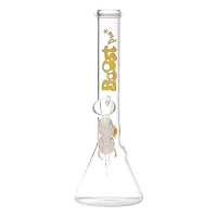 Metier Bongs Presents 12 Inch Tall Clear Oval Bulb Glass Water Pipe Hookah Ice Bong With Boost Print (32 cm, Yellow)-thumb2