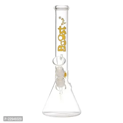 Metier Bongs Presents 12 Inch Tall Clear Oval Bulb Glass Water Pipe Hookah Ice Bong With Boost Print (32 cm, Yellow)-thumb3