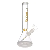 Metier Bongs Presents 12 Inch Tall Clear Oval Bulb Glass Water Pipe Hookah Ice Bong With Boost Print (32 cm, Yellow)-thumb3