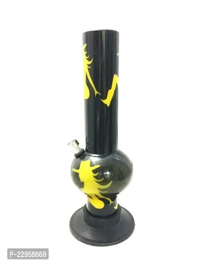 Metier 12 Inch Single Bulb Acrylic Water pipe Bong with Yellow Lady Print (30 cm, Black)-thumb0