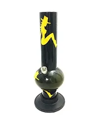 Metier 12 Inch Single Bulb Acrylic Water pipe Bong with Yellow Lady Print (30 cm, Black)-thumb1