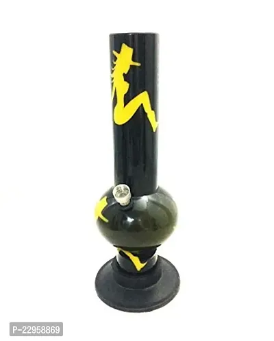 Metier 12 Inch Single Bulb Acrylic Water pipe Bong with Yellow Lady Print (30 cm, Black)-thumb2