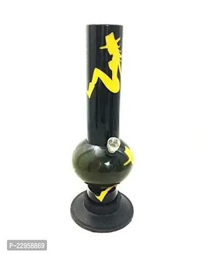 Metier 12 Inch Single Bulb Acrylic Water pipe Bong with Yellow Lady Print (30 cm, Black)-thumb3