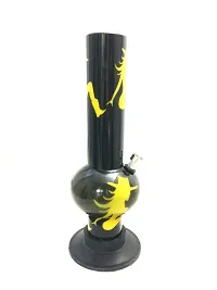 Metier 12 Inch Single Bulb Acrylic Water pipe Bong with Yellow Lady Print (30 cm, Black)-thumb3