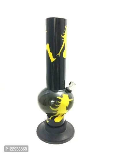 Metier 12 Inch Single Bulb Acrylic Water pipe Bong with Yellow Lady Print (30 cm, Black)-thumb4