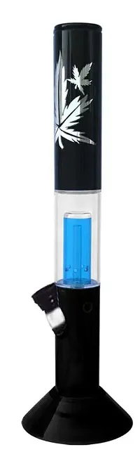 Metier 16-inch Tall Cylinder Percolator Acrylic Water Bong (40 cm, Black)