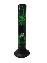 Metier 12 inch Leaf Printed Acrylic Water pipe Bong (30 cm, Transparent Green with Leaf Print)-thumb1