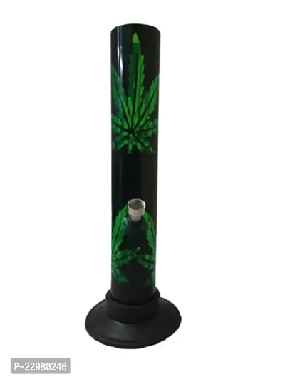 Metier 12 inch Leaf Printed Acrylic Water pipe Bong (30 cm, Transparent Green with Leaf Print)-thumb2