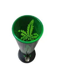 Metier 12 inch Leaf Printed Acrylic Water pipe Bong (30 cm, Transparent Green with Leaf Print)-thumb2