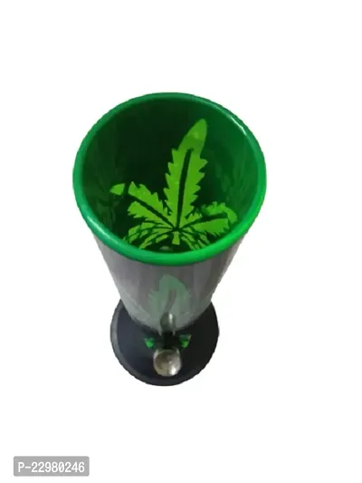 Metier 12 inch Leaf Printed Acrylic Water pipe Bong (30 cm, Transparent Green with Leaf Print)-thumb3