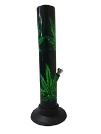 Metier 12 inch Leaf Printed Acrylic Water pipe Bong (30 cm, Transparent Green with Leaf Print)-thumb3