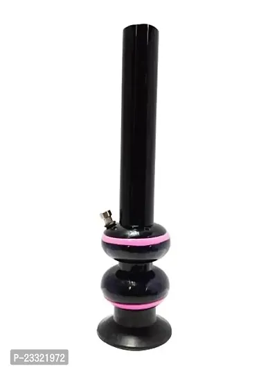 Metier 16 Inch Tall Double Bulb Acrylic Water Bong. Tube Diameter 5 cm - 1 Pc (40 cm, Opaque Black)-thumb0