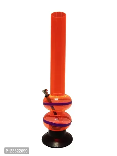 Metier 16 Inch Tall Double Bulb Acrylic Water Bong. Tube Diameter 5 cm - 1 Pc (40 cm, Transparent Orange)