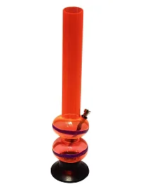 Metier 16 Inch Tall Double Bulb Acrylic Water Bong. Tube Diameter 5 cm - 1 Pc (40 cm, Transparent Orange)-thumb1