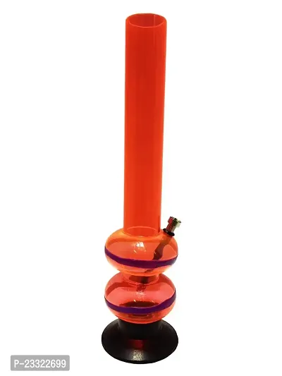 Metier 16 Inch Tall Double Bulb Acrylic Water Bong. Tube Diameter 5 cm - 1 Pc (40 cm, Transparent Orange)-thumb2