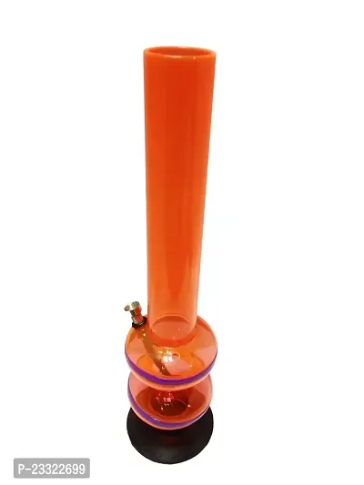 Metier 16 Inch Tall Double Bulb Acrylic Water Bong. Tube Diameter 5 cm - 1 Pc (40 cm, Transparent Orange)-thumb3