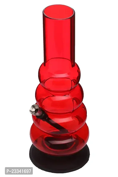 Metier 12 Inch Tall Colours 4 Bulb Acrylic Water pipe Bong (30 cm, Transparent Red)