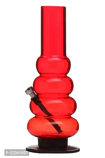 Metier 12 Inch Tall Colours 4 Bulb Acrylic Water pipe Bong (30 cm, Transparent Red)-thumb2