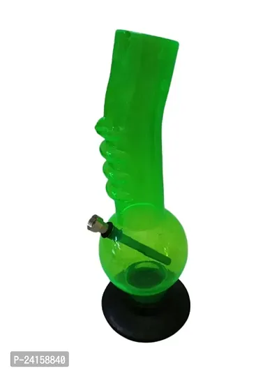 Metier 12 Inch Single Bulb Gripper Acrylic Smoking Bong, Hookah Water Pipe (30 cm, Transparent Green)-thumb0