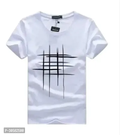 Stylish Polycotton Printed White Tees For Men-thumb0