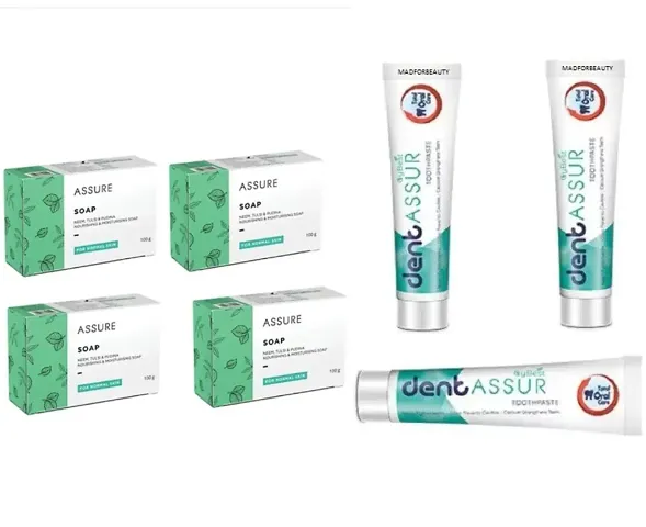 COMBO Dentassure toothpaste Toothpaste  (300 g, Pack of 3 ) WITH 4 ASSURE  NEEM SOAP