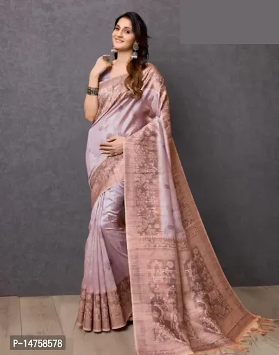 Stylish Kosa Silk Peach  Saree with Blouse piece