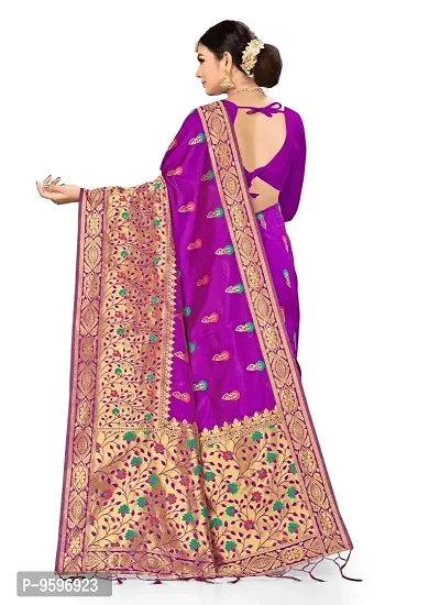NLG's Women's Banarasi Silk Saree (Purple, 5-6mtrs)-PID30639-thumb3