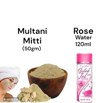 100% herbal multani mitti powder (50gm) with 120ml rose water