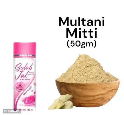 100% netural multani mitti powder (50gm) with (120ml) rose water