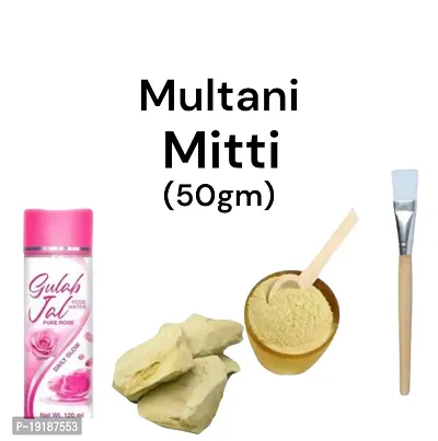Multani mitti powder (50gm) with brush and rose water (120ml)-thumb0