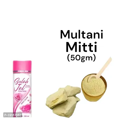 100% netural multani mitti powder (50gm) with rose water (120ml)