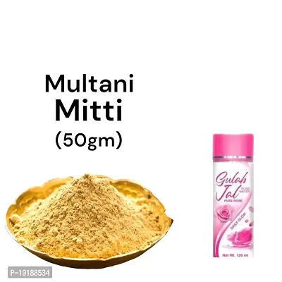 100% netural multani mitti powder (50gm)  with rose water (120ml)