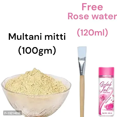 100% herbal Multani mitti powder (100gm) and brush with free rose water (120ml)