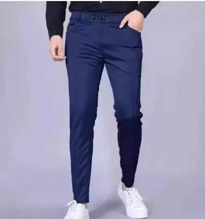 Alluring Cotton Spandex Solid Casual Trousers For Men