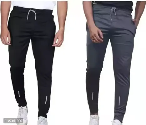 Stylish Cotton Spandex Solid Track Pants For Men- Pack Of 2