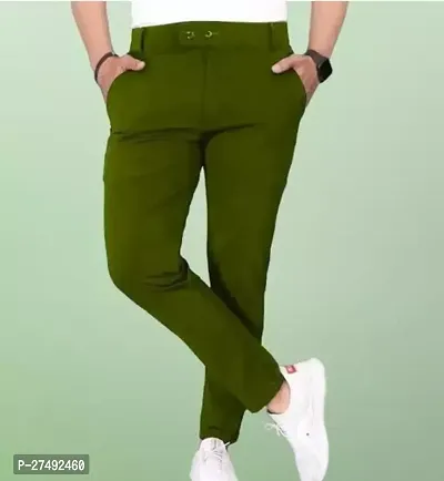 Alluring Cotton Spandex Solid Casual Trousers For Men-thumb0