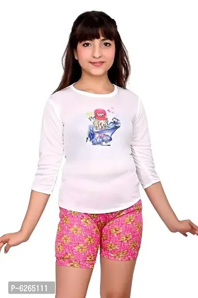 Girls sworts with top flower print-thumb0